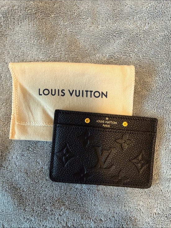 Louis Vuitton Other - Louis Vuitton Black Embossed Monogram Card Case with Gold Accents